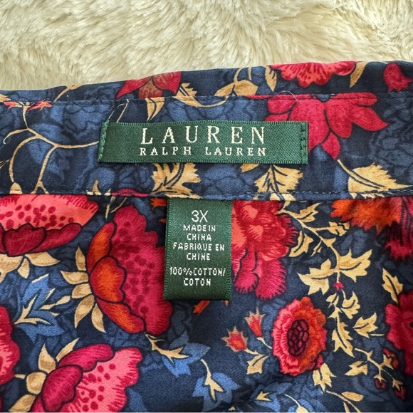 Ralph Lauren Red and Blue Floral Cotton Fabric - Picture 3 of 6